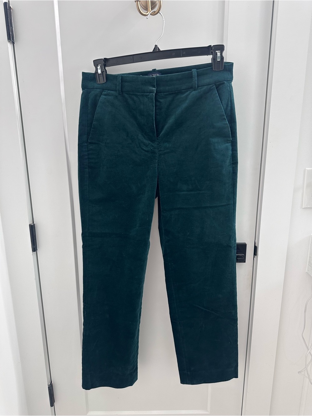 J. CREW Kallie Green Velour Stretch 8 Straight Leg Pants
